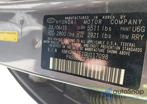 2016 Hyundai Genesis 3.8 from USA, damaged, VIN KMHGN4JE1GU117098